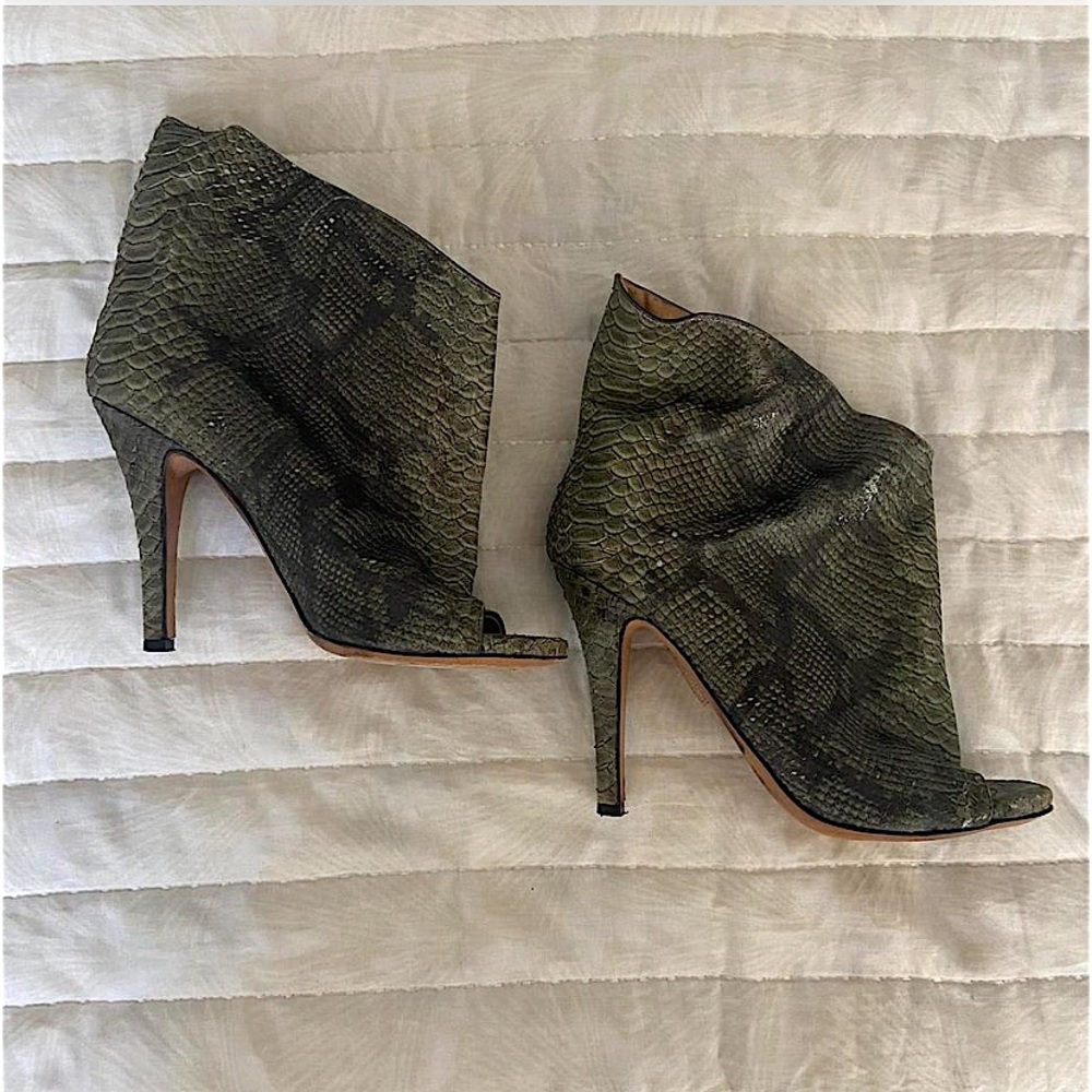 Maison Margiela Snakeskin Peeptoe Wide Calf Booties